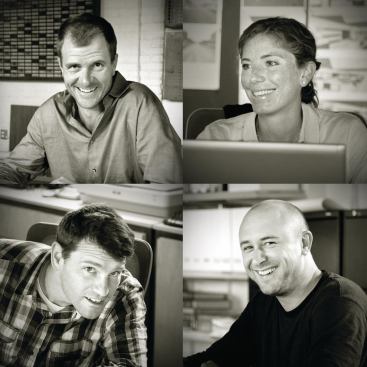 Hufft Projects' four directors are shown clockwise, from top left: Matthew Hufft, Jesse Hufft, Clayton Vogel, and Kimball Hales.