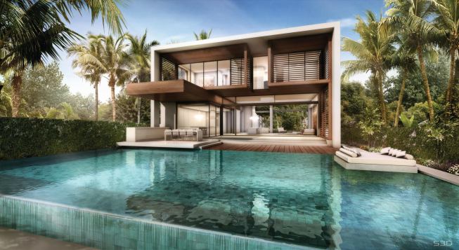 Another on-the-boards project, an under-construction custom home on Miami's Biscayne Bay.