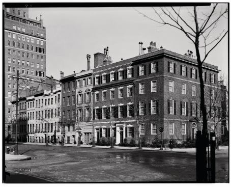 Mott Schmidt's 1921 design for the Anne Morgan House in Manhattan borrowed elements of its façade from the 1765 Samuel Powell House in Philadelphia.