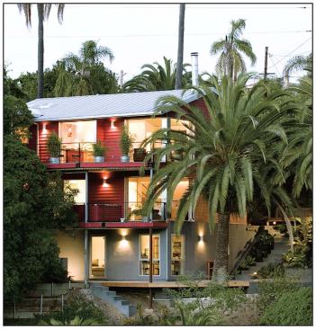 Safdie Rabines’ work melds indoors and outdoors in unexpected ways. This remodeled house in San Diego fits into its hillside site so seamlessly that, when the windows are open, palm fronds from surrounding trees poke into the living room.