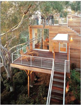 A sensitive response to site distinguishes every Safdie Rabines effort, including these San Diego projects: a canyonside house (top); the Otay Mesa-Nestor Branch Library (above, left); and the North Torrey Pines Road Bridge (above, right), on which the firm collaborated with design engineer T.Y. Lin International.