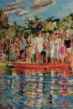 A painting of the team at Kickapoo Ranch in West Texas.