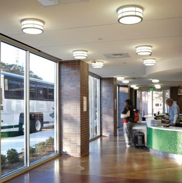 Interior of bus terminal.