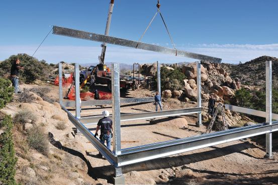 The pregalvanized components are delivered and assembled without special equipment or tools.