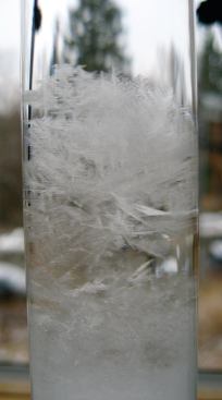 This liquid crystallizes in various patterns depending on approaching weather conditions.