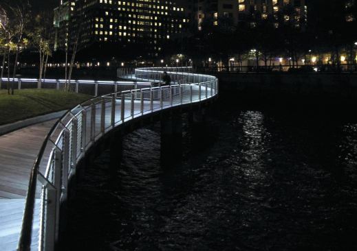 The LED Handrail System at the Per C waterfront park in Hoboken, N.J.