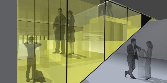 View from interior through to void