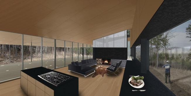 Oak plywood lines the project's interiors.