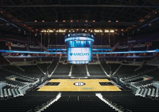 The arena, shown with its official Brooklyn Nets branding.