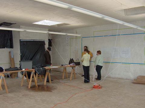 Testing lighting levels inside the classroom mock-up was essential to the design process for several reasons, primary among them, the ability to test a proposed 8-foot horizontal offset daylighting shaft.