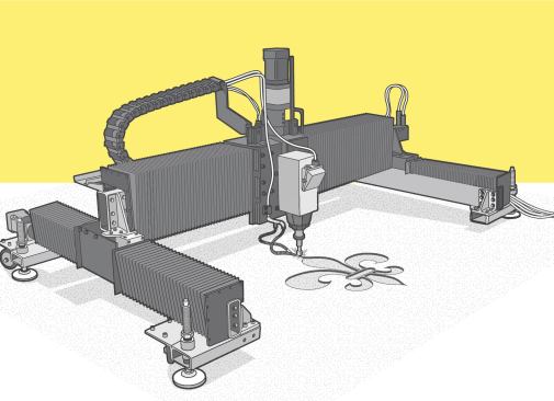 DEVA can be taken to project sites and mill detailed engravings into concrete or stone.