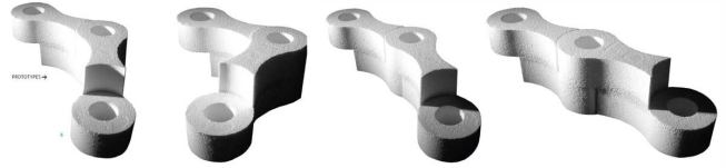 PROTOTYPES
The Drape Wall system is being continuously refined, and new brick prototypes are being manufactured for testing. One option is engineered for greater flexibility in overall house design, using circular forms to allow bricks to interlock at 10, 45, and 90 degrees.