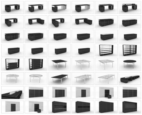 Guests at the office hotel can outfit their space from a catalog of furniture designed to marry a sleek 1950s aesthetic with low-VOC and low-formaldehyde materials to answer modern concerns about sustainability.