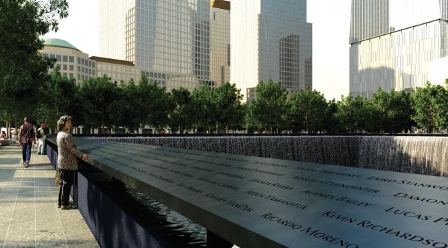 Michael Arad and Peter Walker proposed a number of iterations for presenting the names of the victims of the 9/11 attacks—a process that culminated in a raised, bronze parapet featuring names arranged by the victims' locations in the towers.