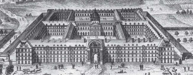 Les Invalides in Paris and the Christopher Wren-designed Royal Hospital Chelsea (1681) in London are established to care for old and injured soldiers.