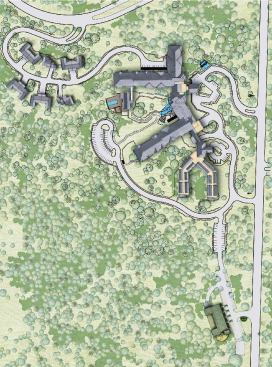 It has a spa and several dining options, among them the restaurant shown at left.