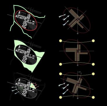 Circulation and green space diagrams.