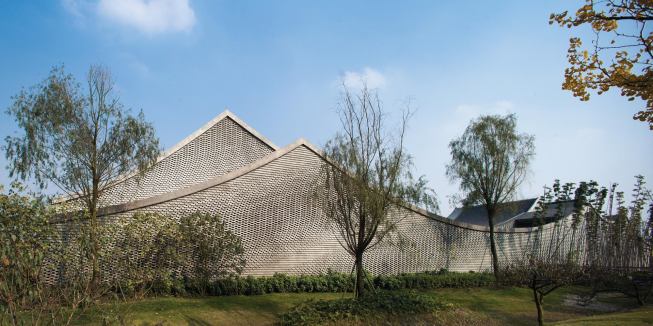 The brick coursing pattern creates a three-dimensional visual effect.