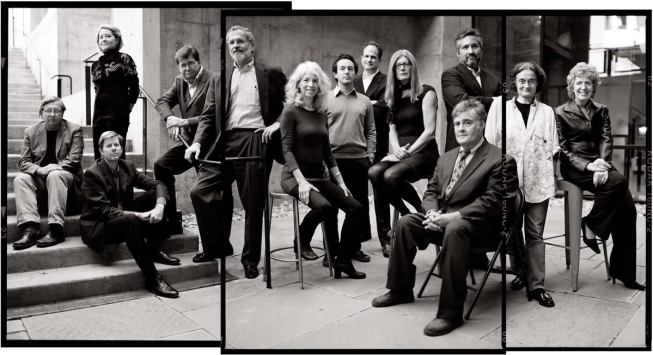 U.Va.'s Design Trust (left to right) W.G. Clark, Karen Van Lengen, William Sherman, Warren T. Byrd Jr., Willard Scribner, Lucia Phinney, Joshua Stastny, Jeff Bushman, Robin Dripps, Anselmo Canfora, Peter Waldman (seated), Sandra Illescu, Judith Kinnard