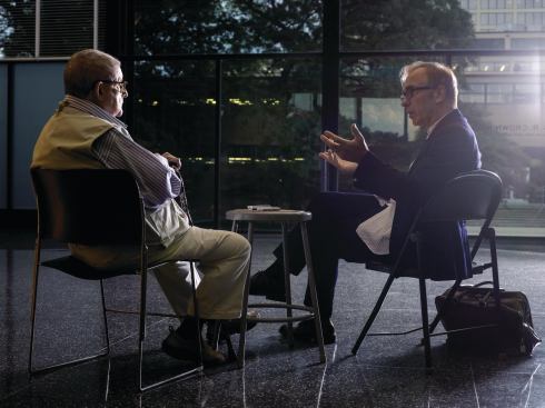 Stanley Tigerman (left) and Wiel Arets met inside S.R. Crown Hall in early September.