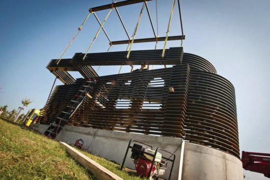 Assembling the shop-welded sections into place took just one day.