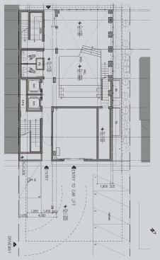 Floor plan

The size of the infill site informed several programming choices, including the combination of the building's lobby with one of its showcase spaces: the theater and catwalk. 