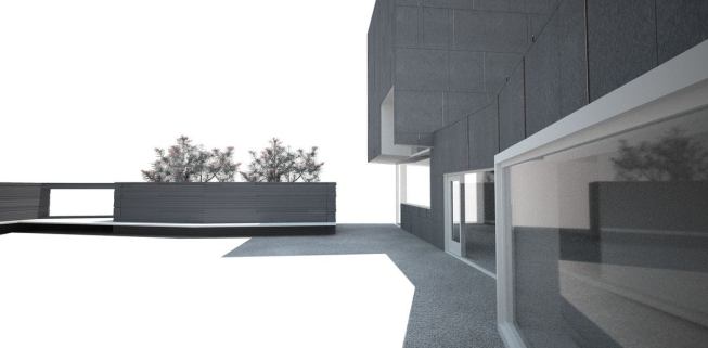 The community center space, on the opposite side of the church from the chapel, opens onto a partially sunken courtyard, a result of excavating part of the earthen plinth created in the 1950s to resolve a steeply sloped site. The courtyard serves as a gathering place for the congregation but also lends a welcoming presence to that side of the church property.