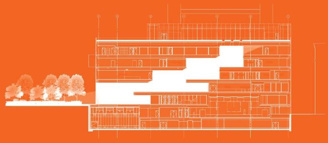Section

A series of stepped, double-height atria slice through the entirety of the building, creating a sense of openness in the 110,000-square-foot mixed-program building.