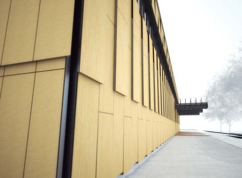 The configuration of the vents cladding the boat storage allows them to be shut tight for security and weather resistance; an extended tab hangs over the lower panel to shed rain.