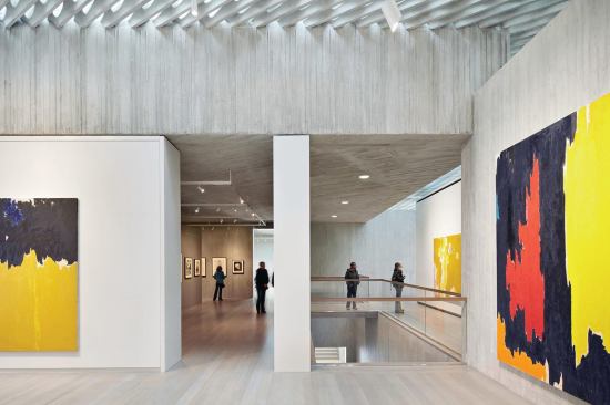 Three of the second-floor galleries are suitable for light-sensitive works; the remaining six are daylit.
