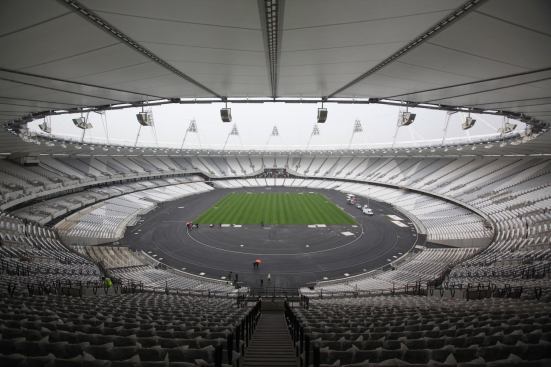 View of Olympic Stadium's roof membrane from interior