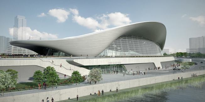The Aquatics Centre in legacy mode after the Olympic Games