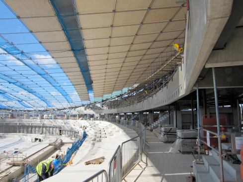 The cable-net roof system of the Velodrome