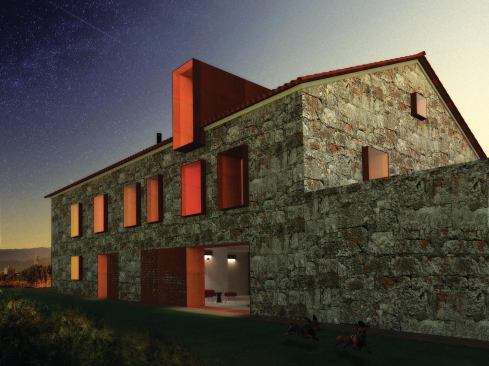 A rendering by MAS for a proposed renovation of a 19th-century building into a B&B in Galicia, Spain. 