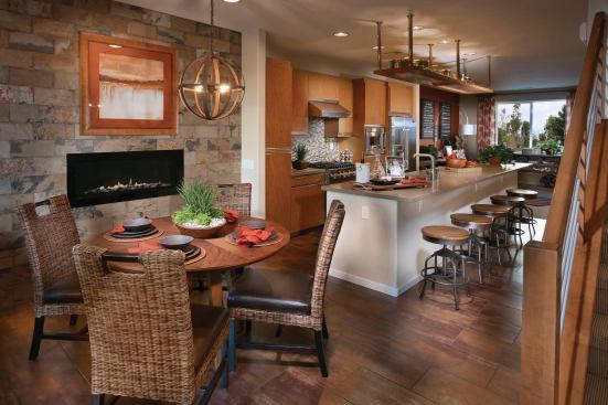 This is the second-floor living area of a three-story live/work unit.