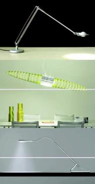 The Berenice luminaire (top); the Titania fixture (middle); the Mix lamp (above).