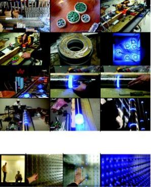 The actual fabrication and assembly of the light poles and LED strings for the vitrines is the result of an extraordinary collaboration between the architects and the engineer. In a painstakingly detailed process, the team built the project components from scratch, and individually tested each element.