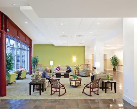 The lobby of South Hill Retirement Residence, a participant in the LEED for Homes Multifamily pilot program.