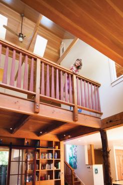 High windows create a chimney effect. The house’s many operable windows eliminate the need for air conditioning. When it is too hot or cold to open windows, a Venmar HRV provides tempered fresh air to each room and exhausts air from the kitchen and baths.  