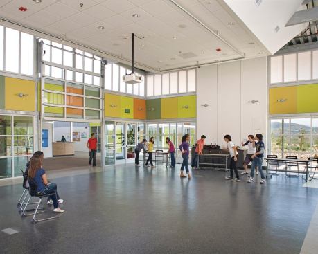 The modular form of High Tech High Chula Vista was constructed remotely to save the school time while the site was being prepared.