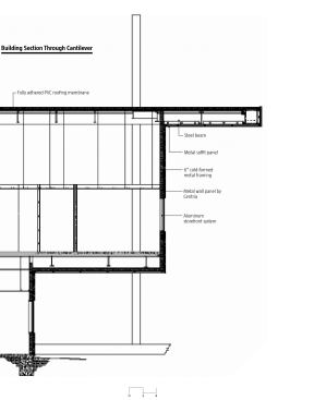 Building section through cantilever