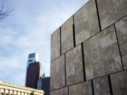 The limestone exterior of the north side of the building, which houses all of the modern amenities.