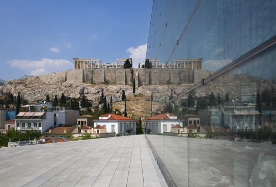 New Acropolis Museum, Athens, Greece, Bernard Tschumi Architects, 2009 (exterior with view to Parthenon)