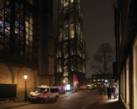 A view of the Dom Tower and the church in the foreground. 
