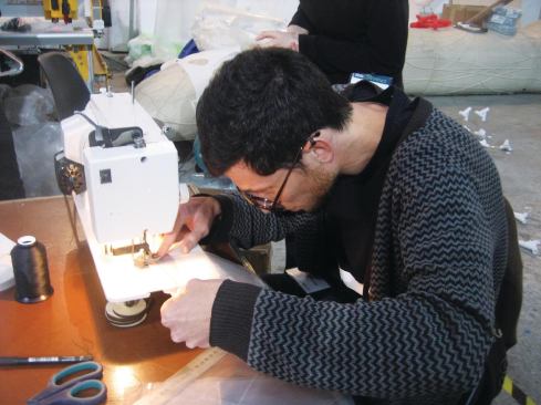Sewing machines were indispensable to the members of "Inflatable Fabric Envelopes," which explored various uses for dual-membrane structures.