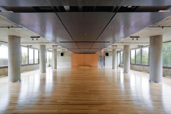 Visitors spend most of their time in the yoga studio and meeting room on the ground floor, which has a sprung wood floor.