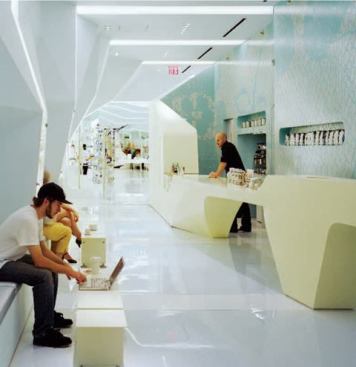 Alessi executive vice president Jan Vingerhoets drafted a program that included retail functions for Alessi's products, as well as an espresso bar—the first in any Alessi store worldwide.