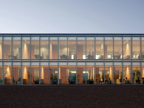 Exterior with view into the office levels