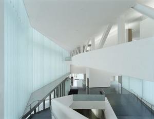 Architecture and light become one in the entry of the Bloch Building.