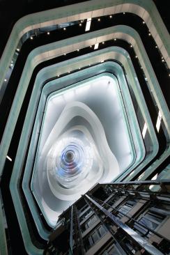 View of atrium ceiling from below.